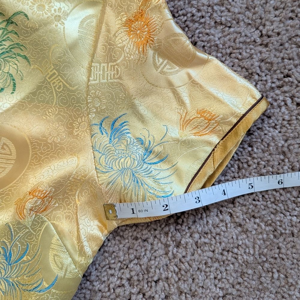 Visifushi XXXL Womens Gold Yellow Floral Chinese Cheongsam Maxi Dress Size 44 - Picture 11 of 12
